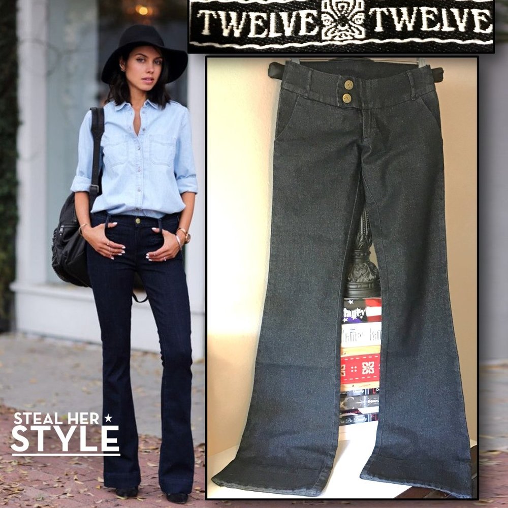 𝓣𝓦𝓔𝓛𝓥𝓔 Ӽ 𝓣𝓦𝓔𝓛𝓥𝓔 Black Stretch Jeans w/Copper Glitter NEW W/O TAGS!!